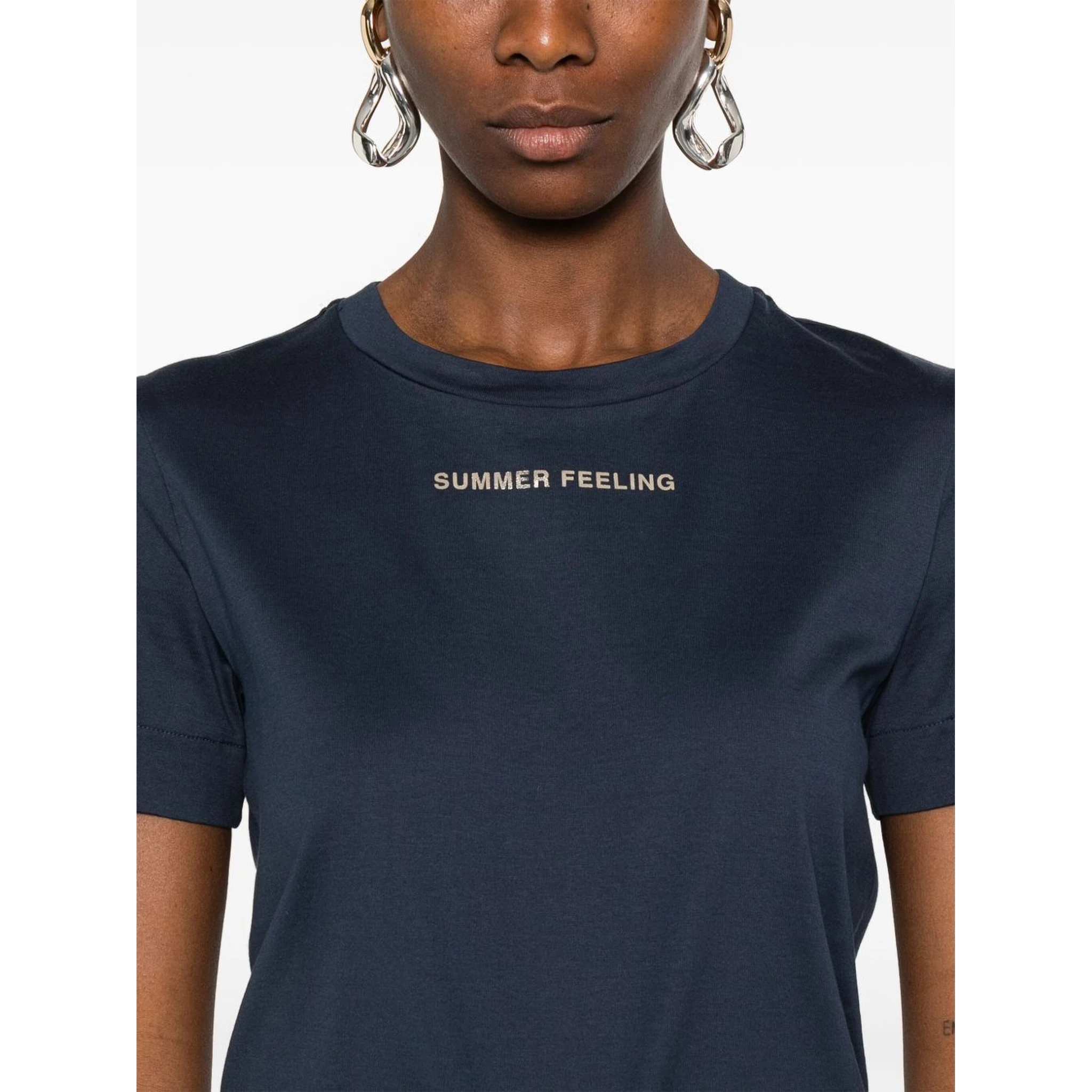 Logo Crew Neck Cotton T-shirt In Blue