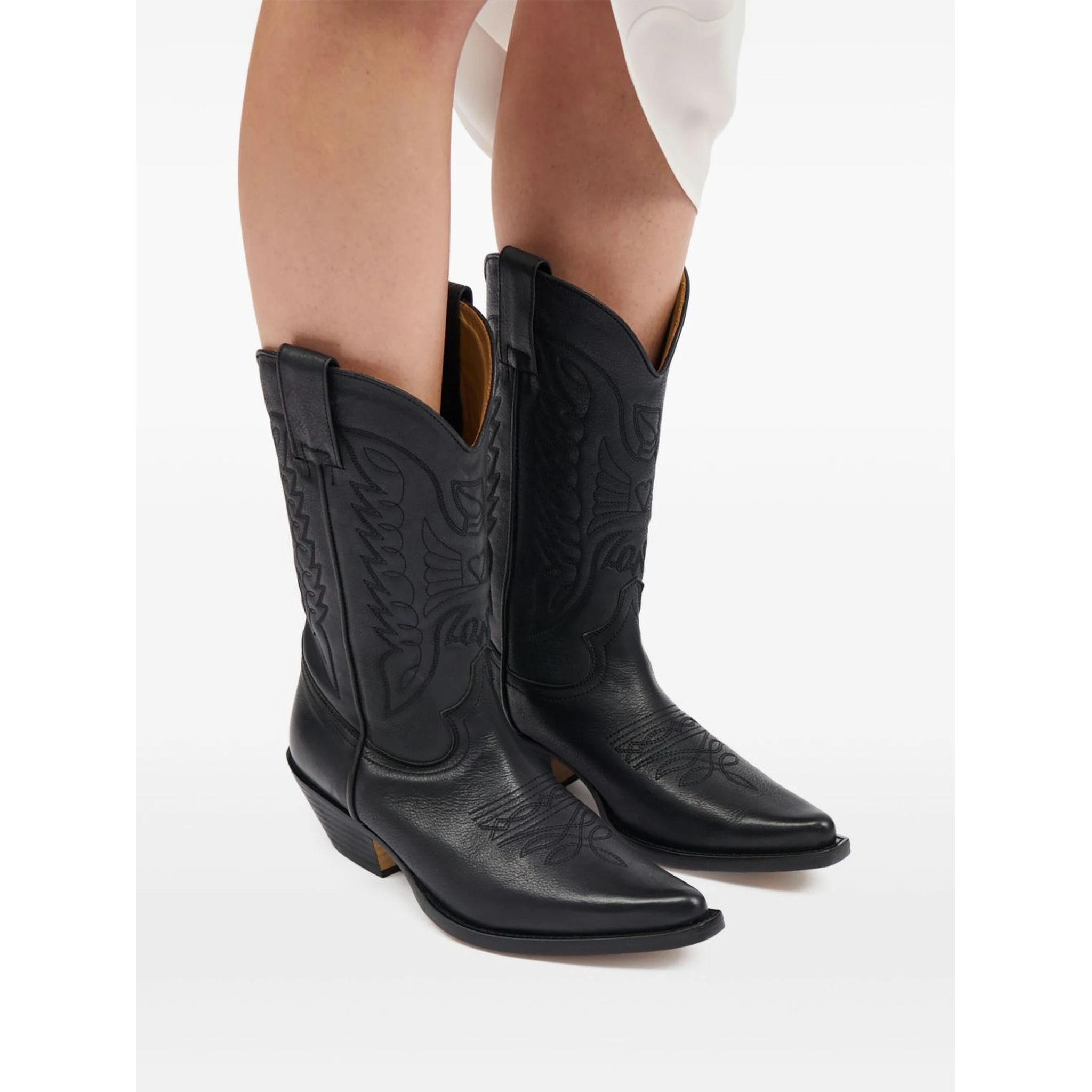 Mm6 By Maison Margiela Pointed Toe High Shaft Black Boots