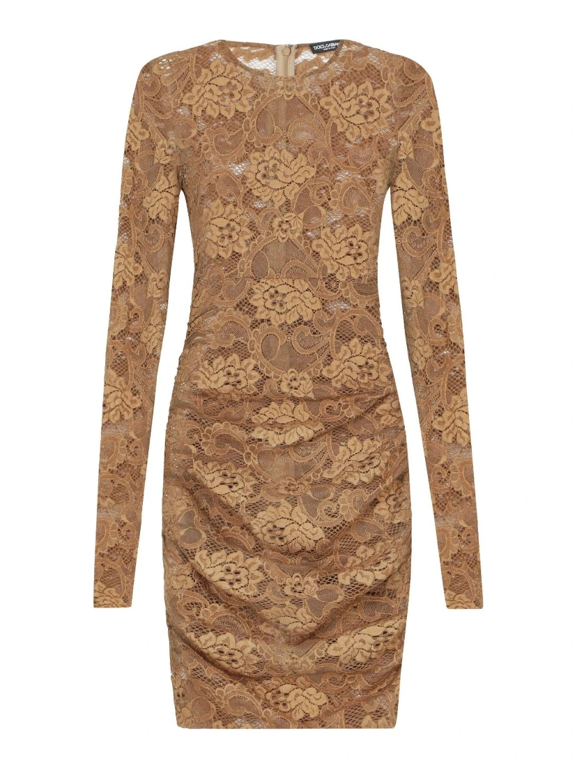 Lace Paneled Longsleeved Short Dre