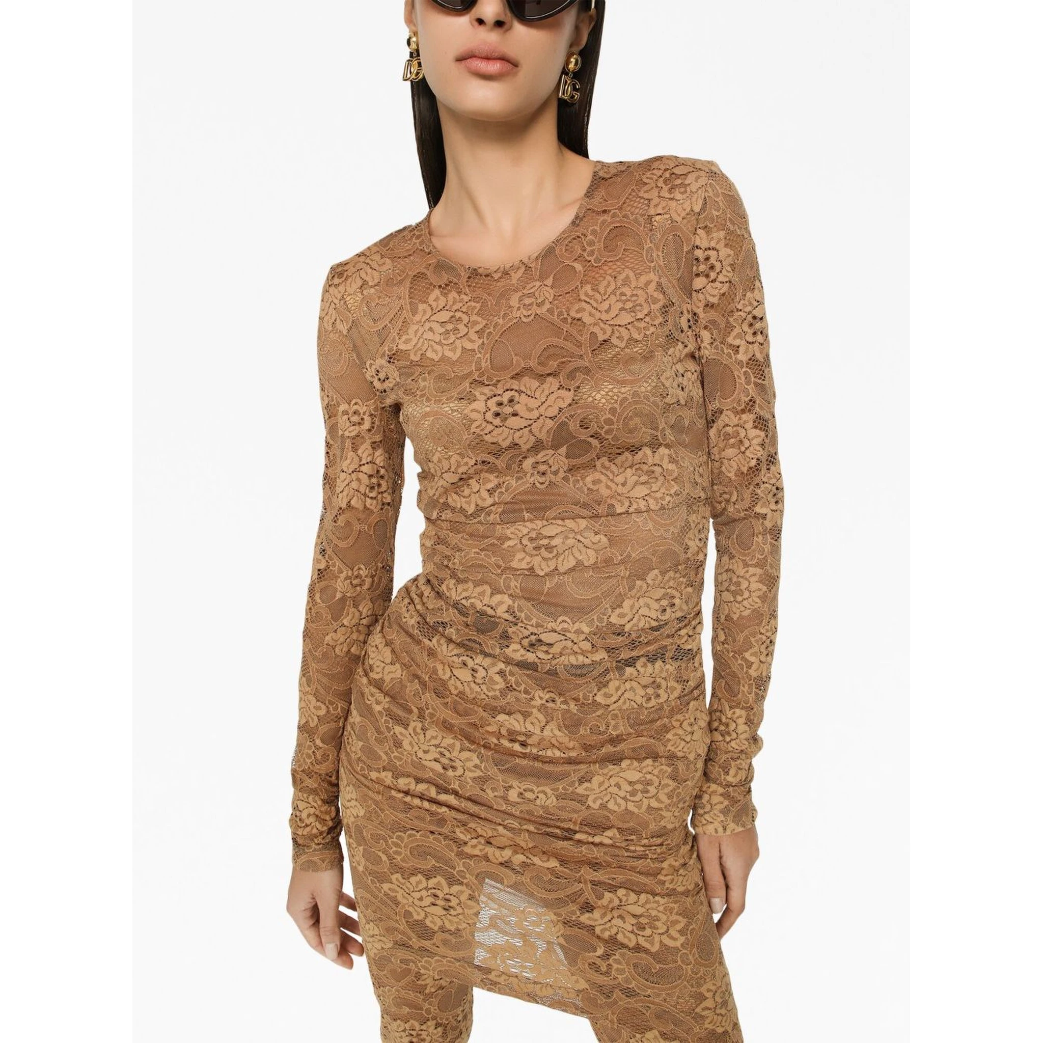 Lace Paneled Longsleeved Short Dre