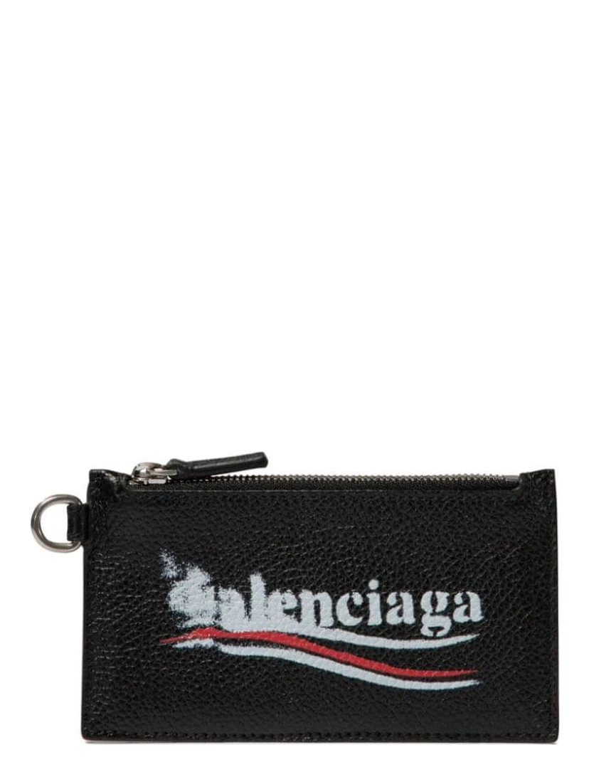 Leather Card Holder Keyring Attachment In Black