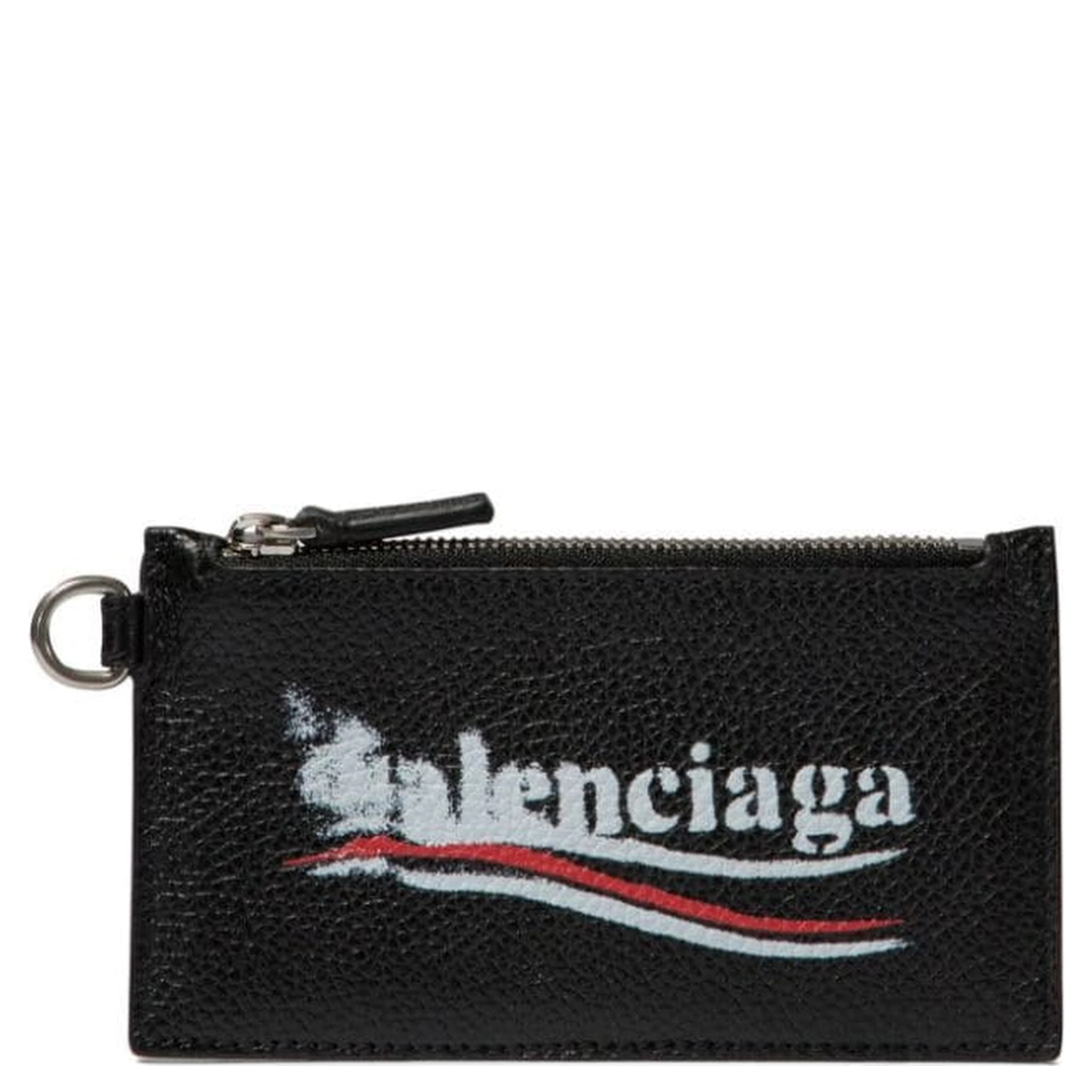 Leather Card Holder Keyring Attachment In Black