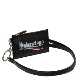 Leather Card Holder Keyring Attachment In Black