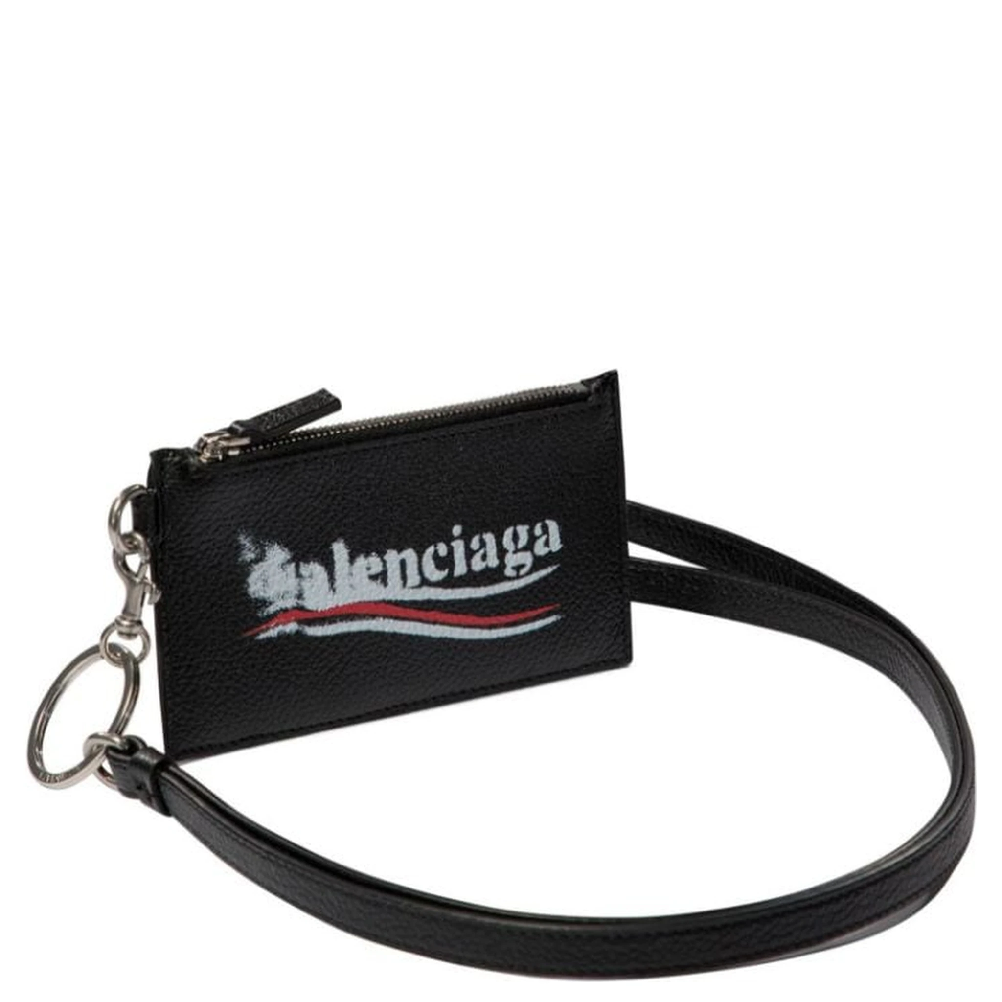 Leather Card Holder Keyring Attachment In Black