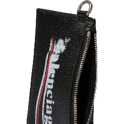 Leather Card Holder Keyring Attachment In Black