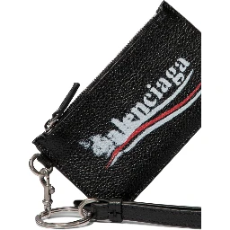 Leather Card Holder Keyring Attachment In Black