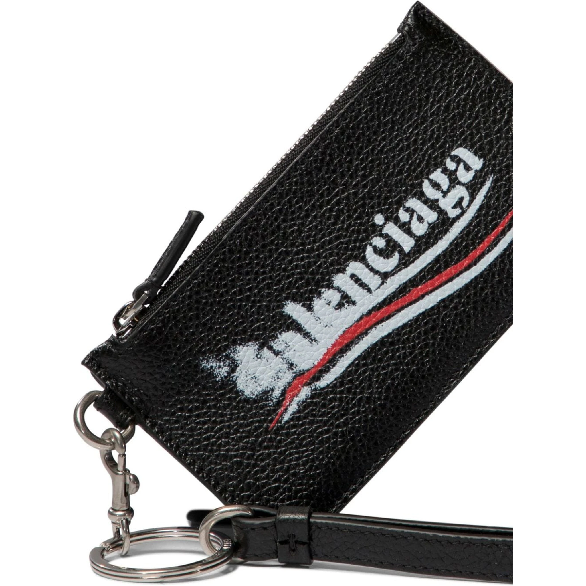 Leather Card Holder Keyring Attachment In Black