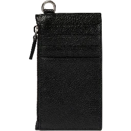 Leather Card Holder Keyring Attachment In Black