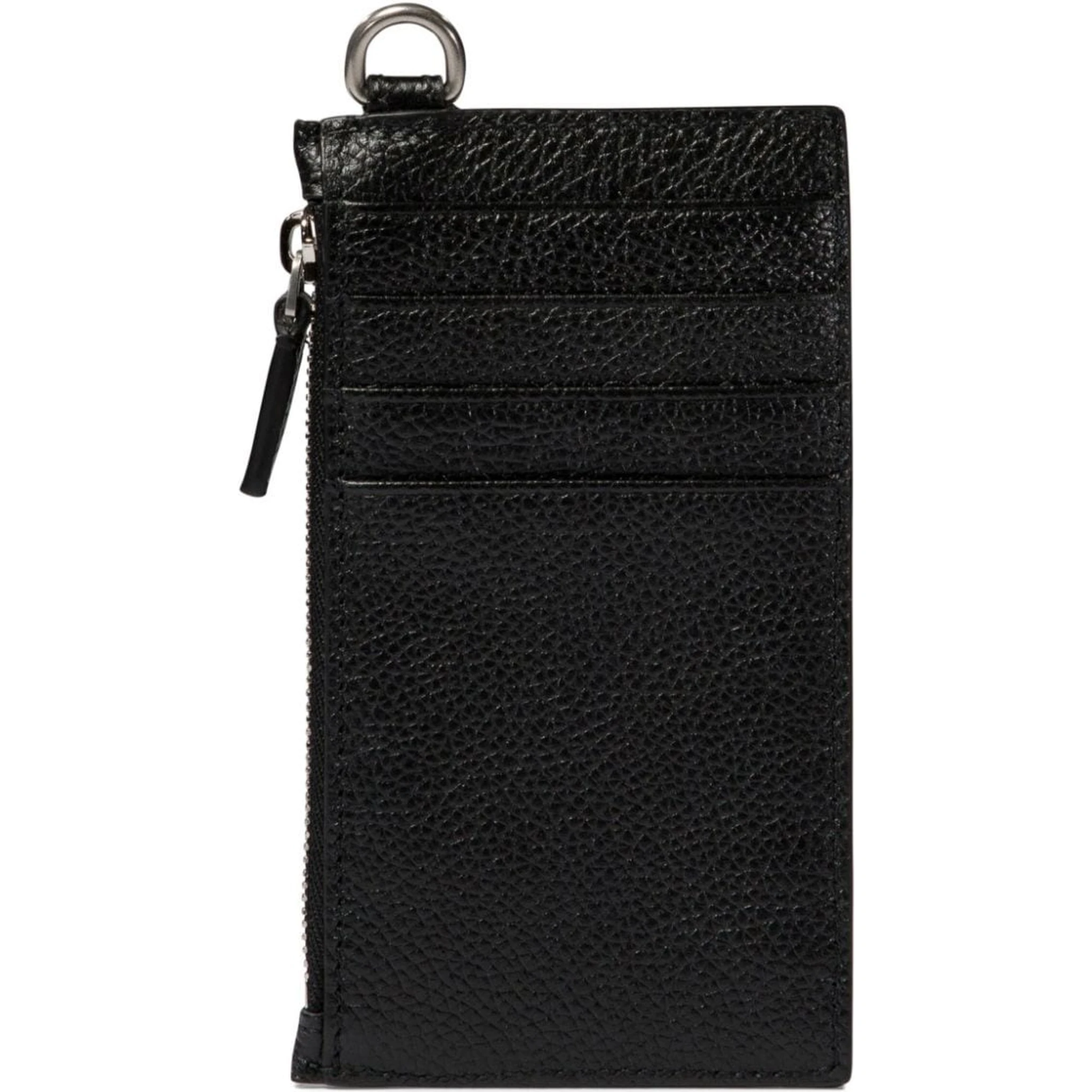 Leather Card Holder Keyring Attachment In Black