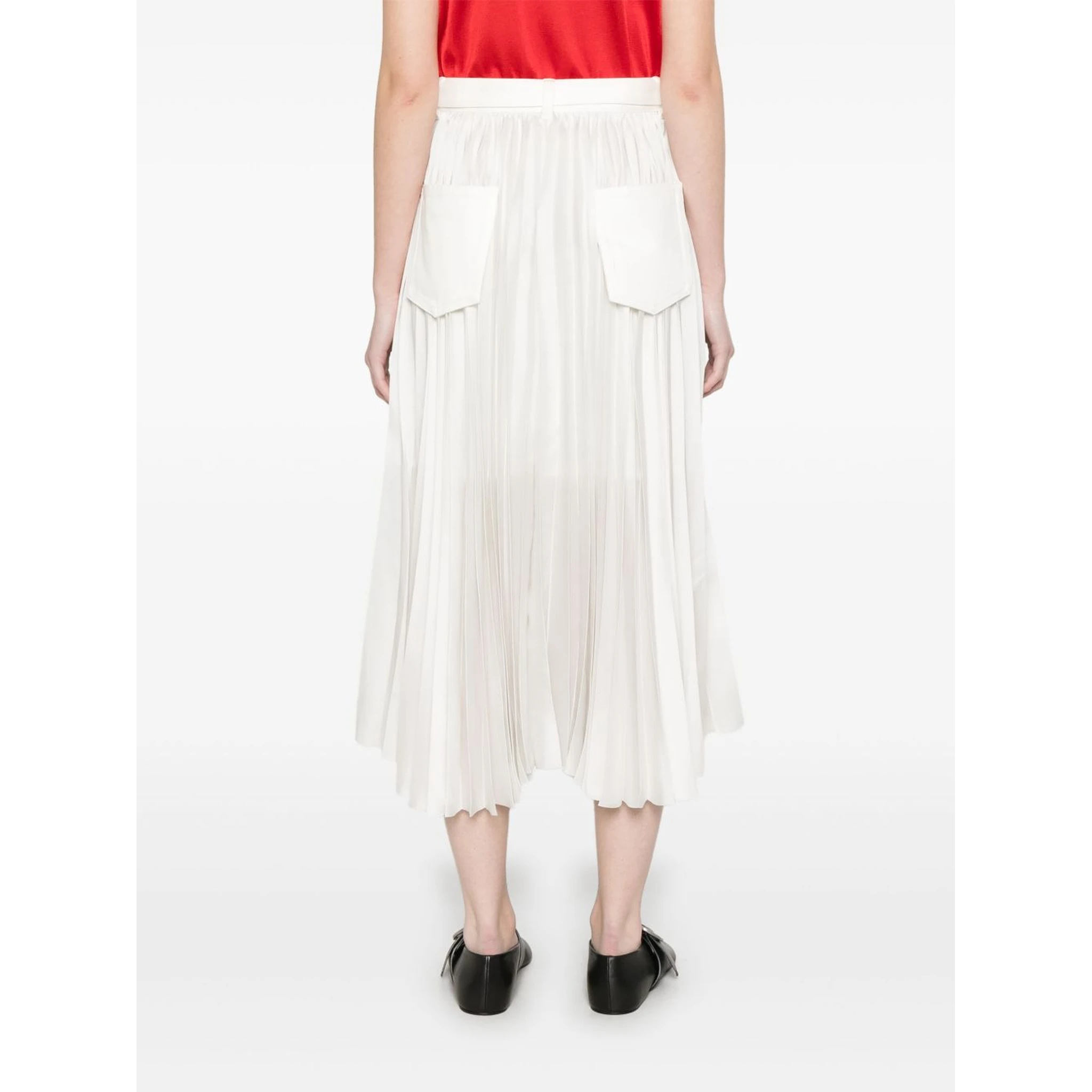 pleated-back midi skirt