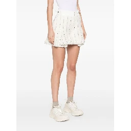Sacai Striped Tweed Shorts Button Detailing In White
