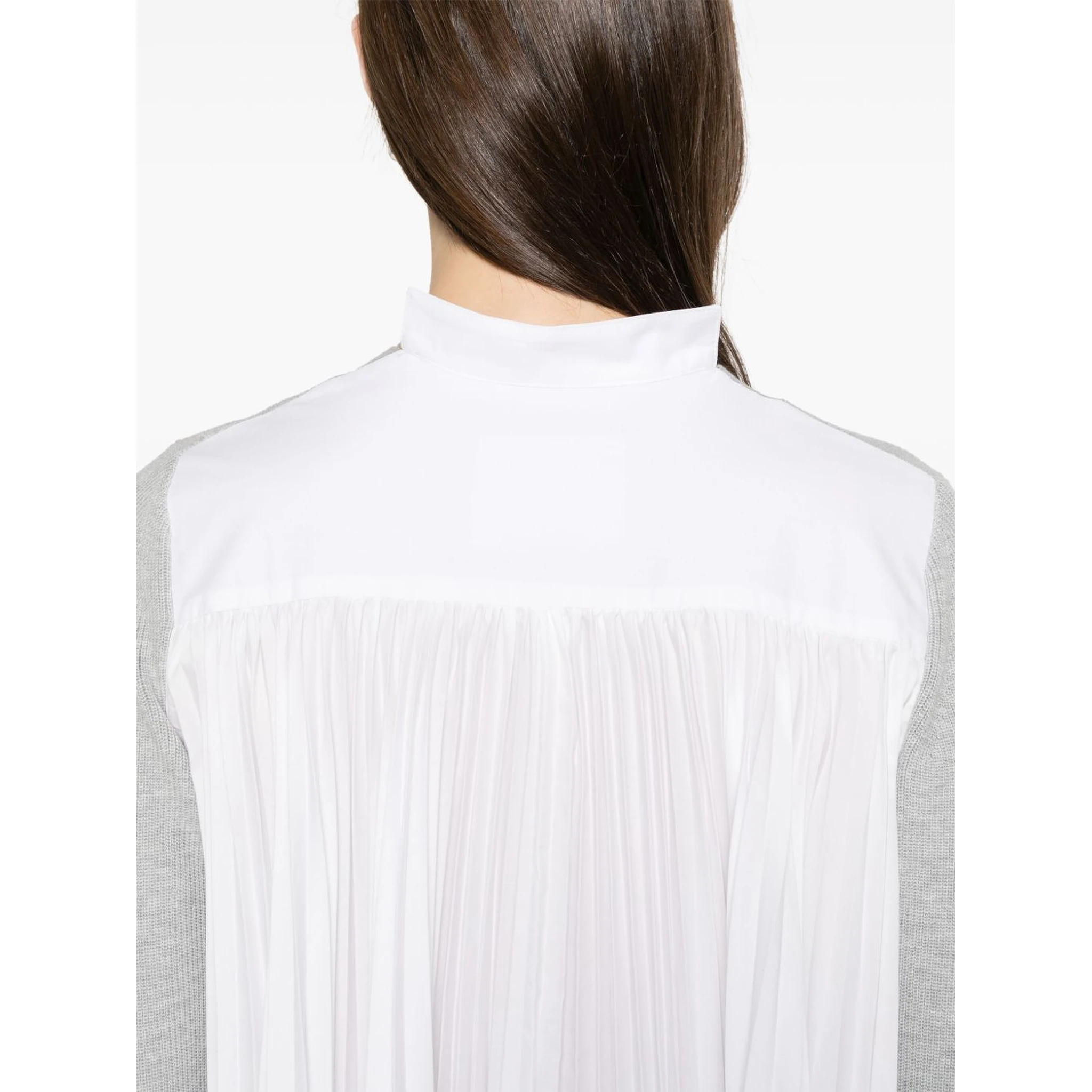 Grey & White Cotton Knit Cardigan