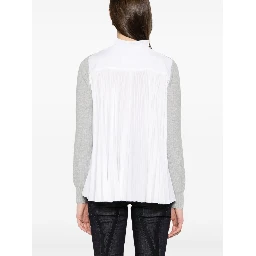 Grey & White Cotton Knit Cardigan