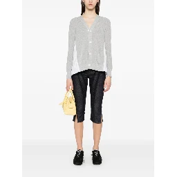 Grey & White Cotton Knit Cardigan