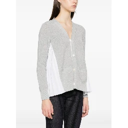 Grey & White Cotton Knit Cardigan