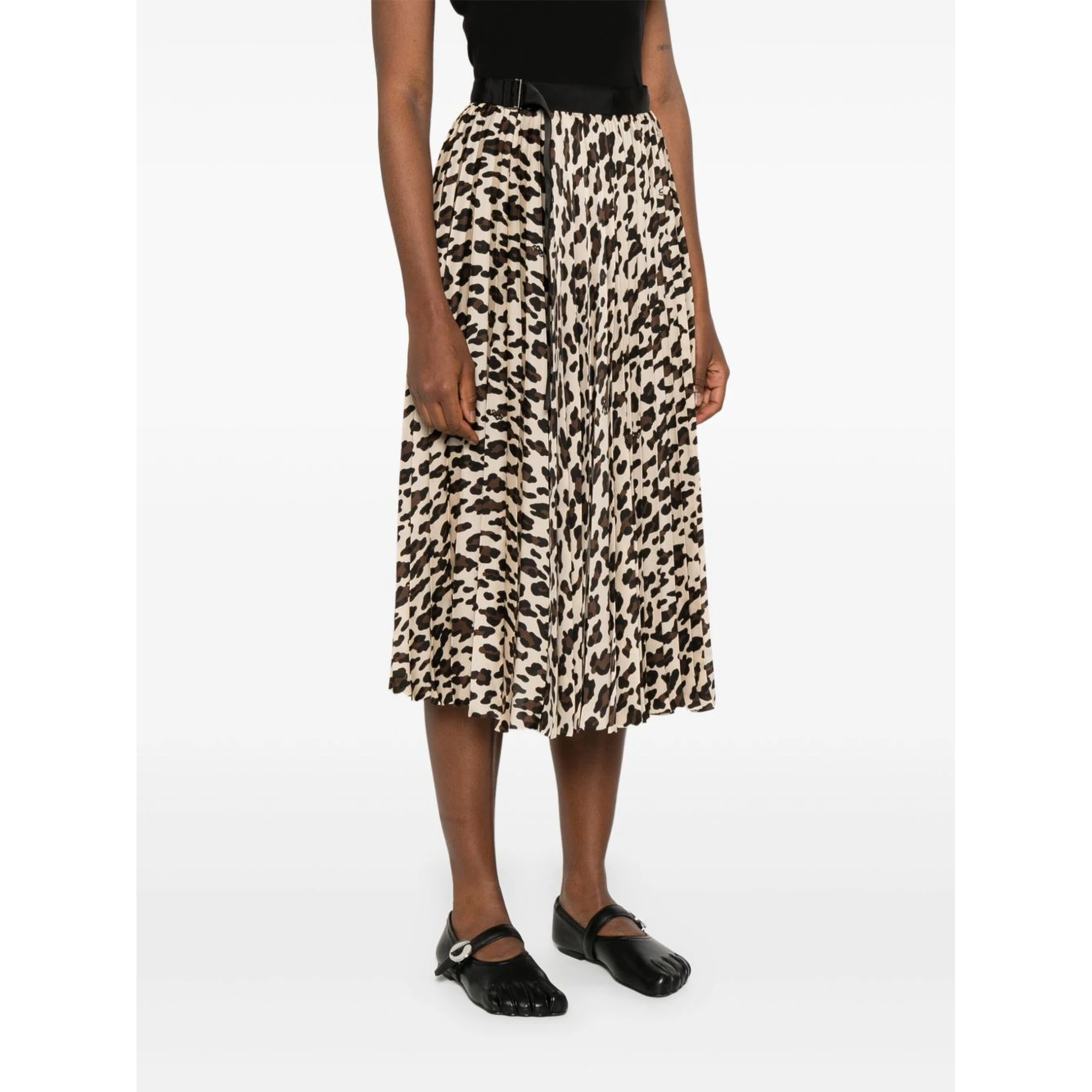 leopard-print midi skirt