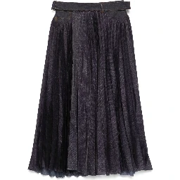 plissé midi skirt