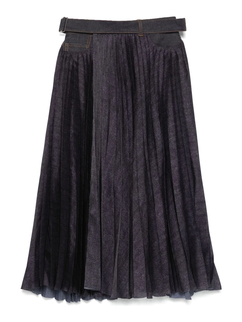 plissé midi skirt