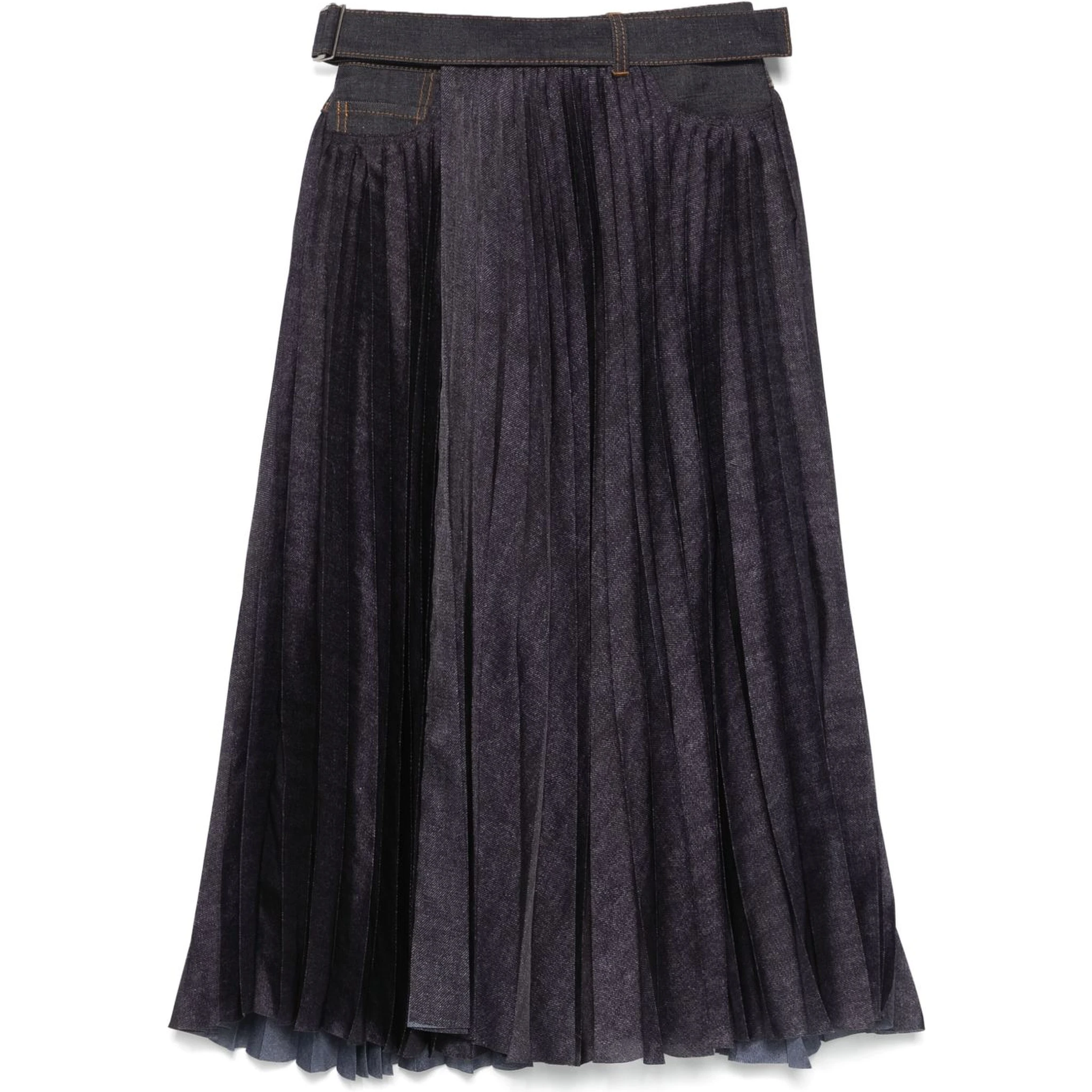 plissé midi skirt