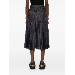 plissé midi skirt