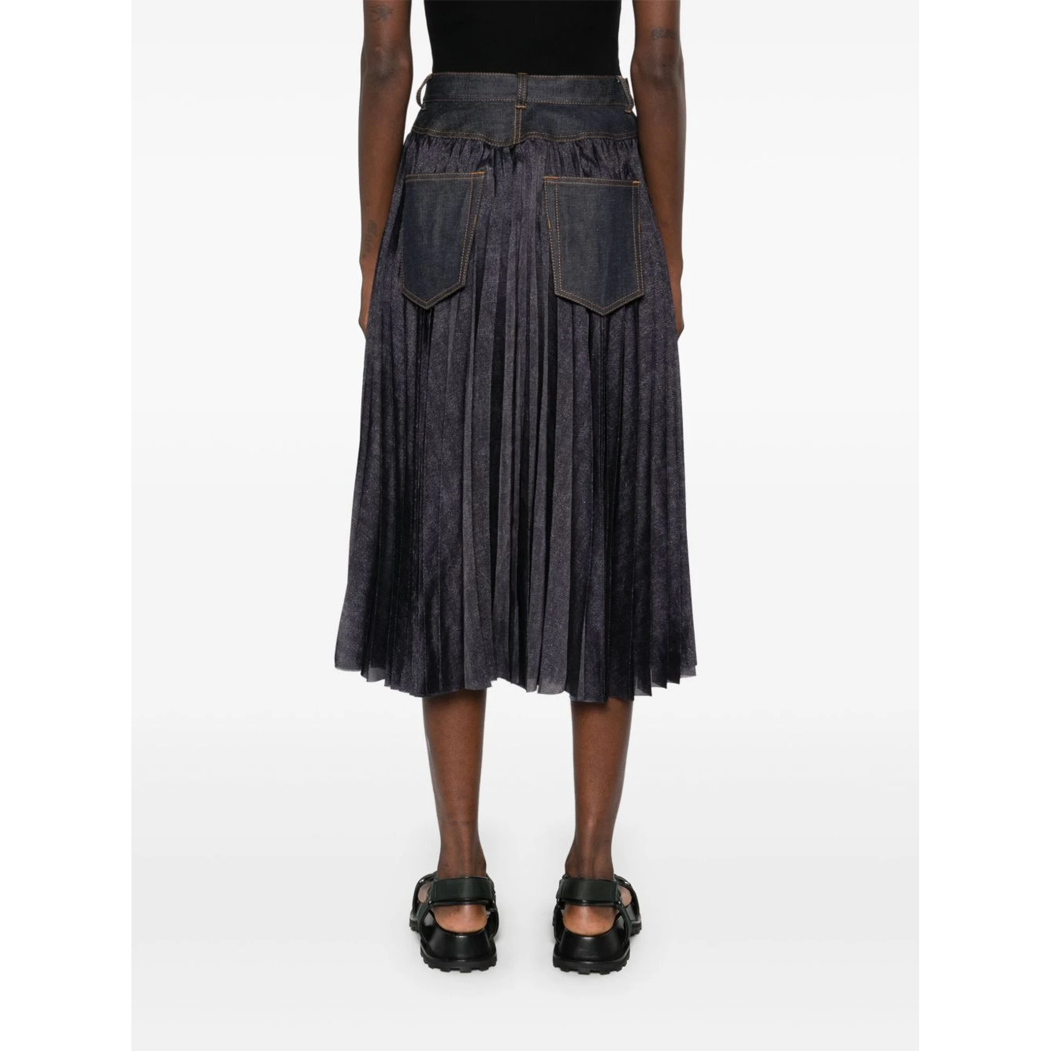 plissé midi skirt