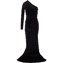 One-shoulder asymmetric maxi dress