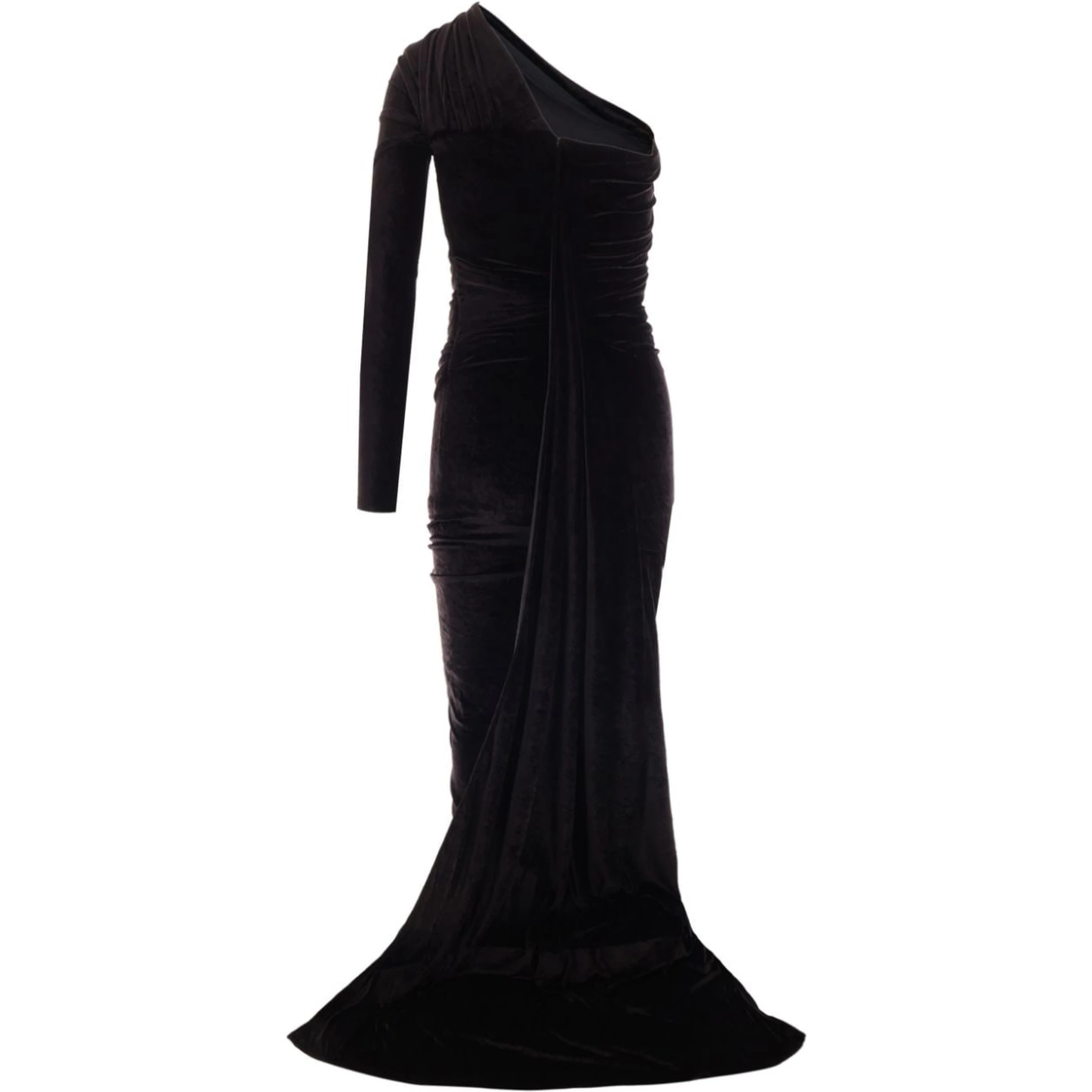 One-shoulder asymmetric maxi dress