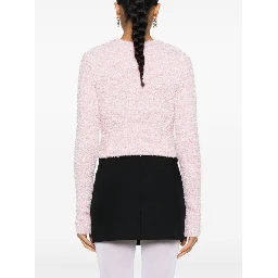 Cropped Metallic Cotton-blend Tweed Cardigan In Pink