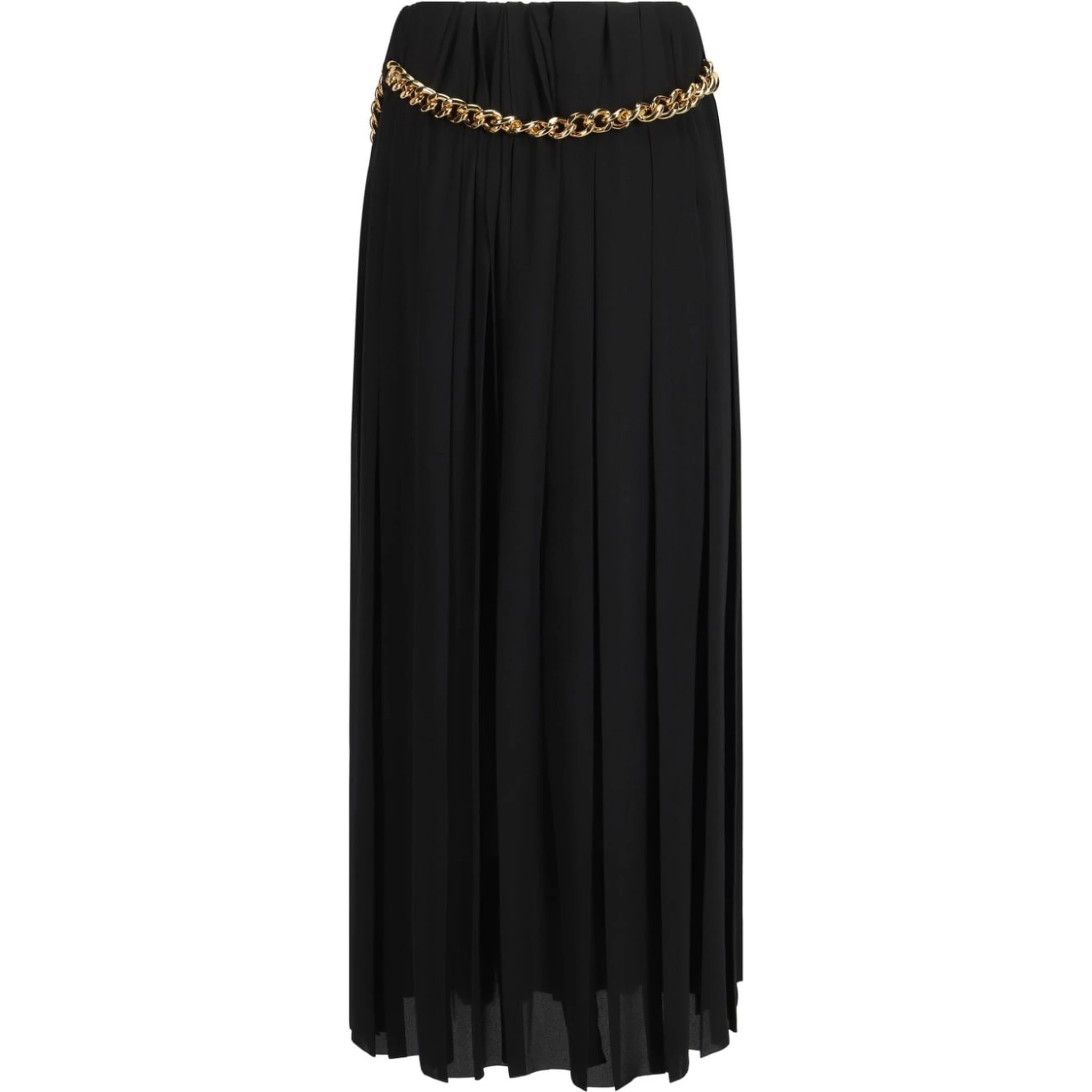 Women Black Long Pleaded Skirt With Belt In Tech Fabric Woman