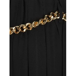 Women Black Long Pleaded Skirt With Belt In Tech Fabric Woman