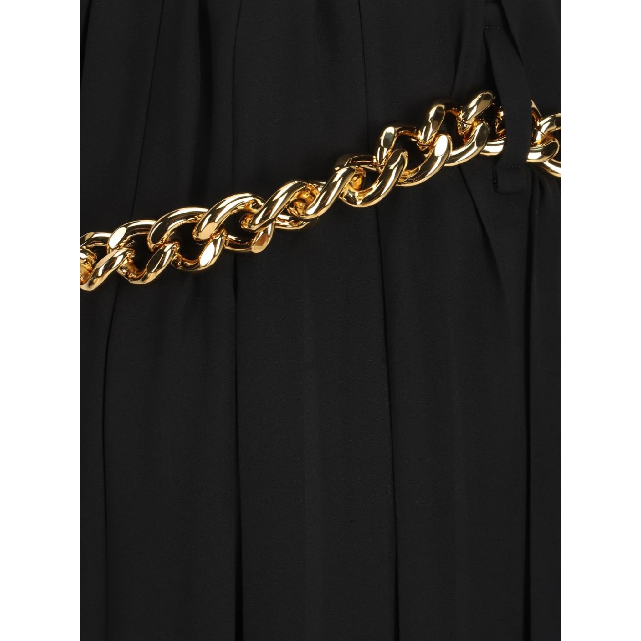 Women Black Long Pleaded Skirt With Belt In Tech Fabric Woman