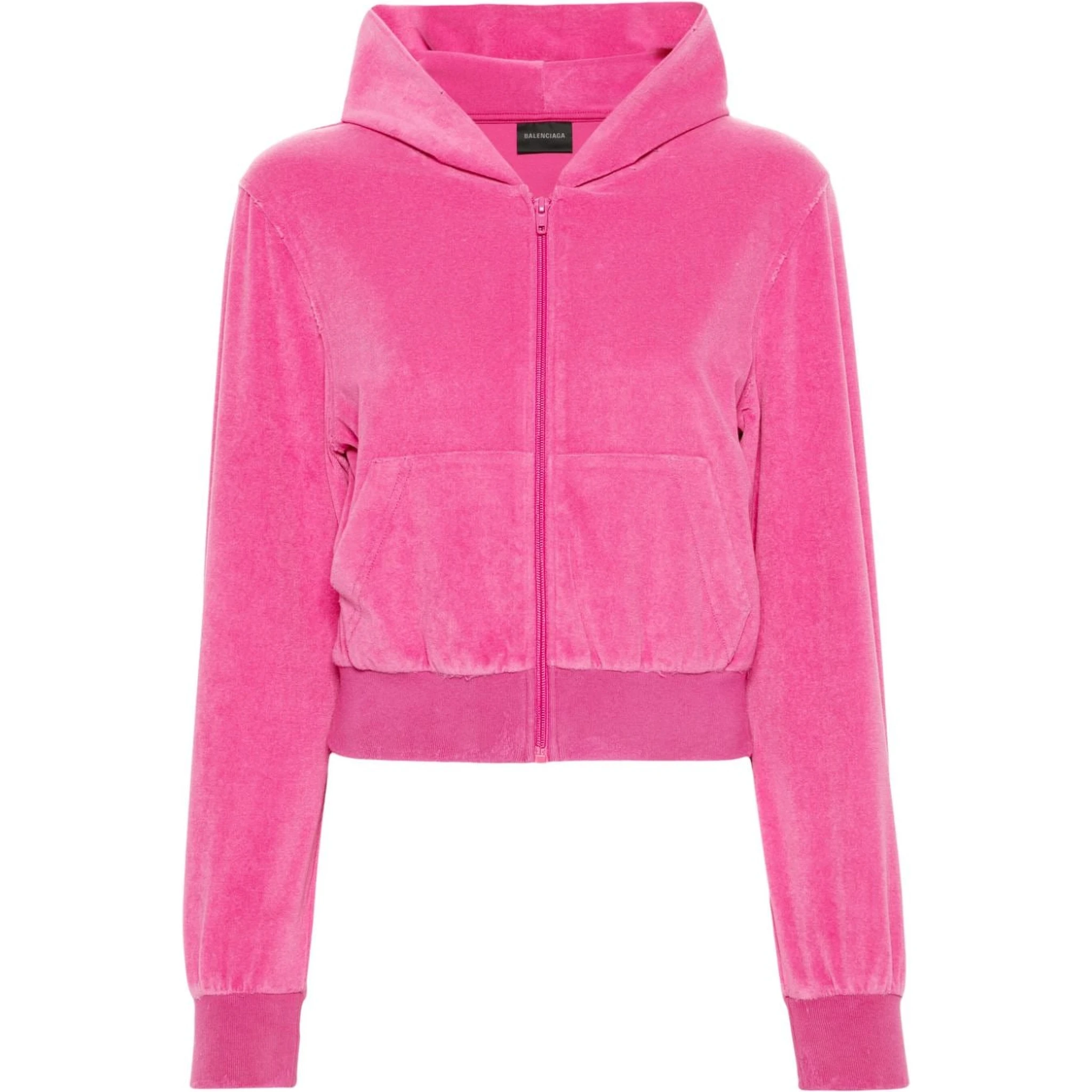 Crystal Logo Embellished Hoodie With Front Pockets In Pink