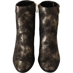 Black Leather Block Heels Ankle Boots Zipper Shoes