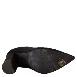 Black Suede Logo Socks Block Heel Ankle Boots Shoes