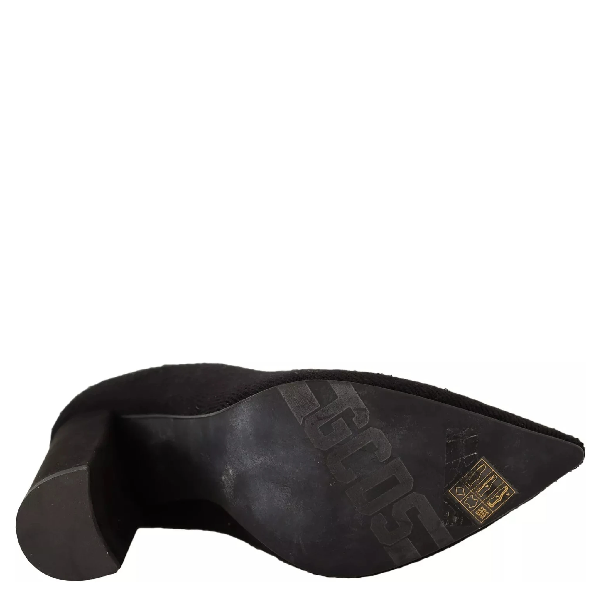 Black Suede Logo Socks Block Heel Ankle Boots Shoes