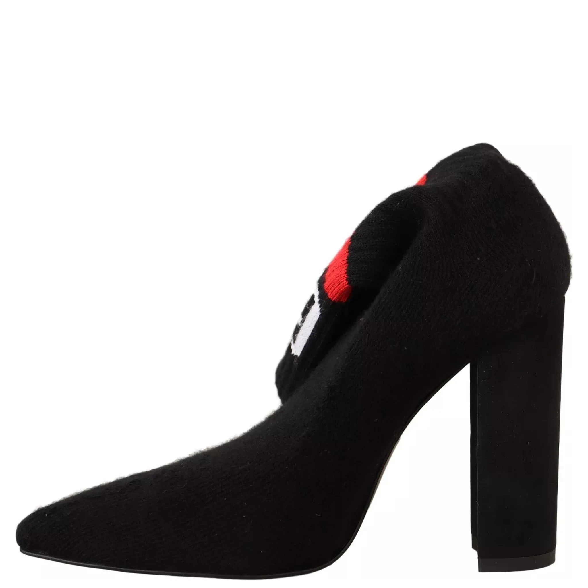 Black Suede Logo Socks Block Heel Ankle Boots Shoes