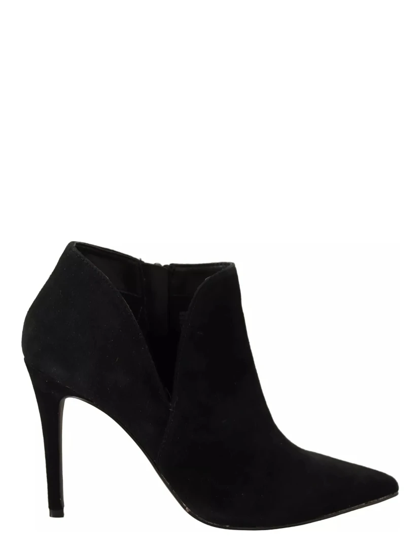 Black Suede Leather Stiletto Heels Boots Shoes