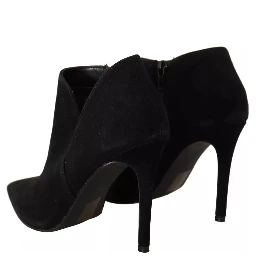 Black Suede Leather Stiletto Heels Boots Shoes
