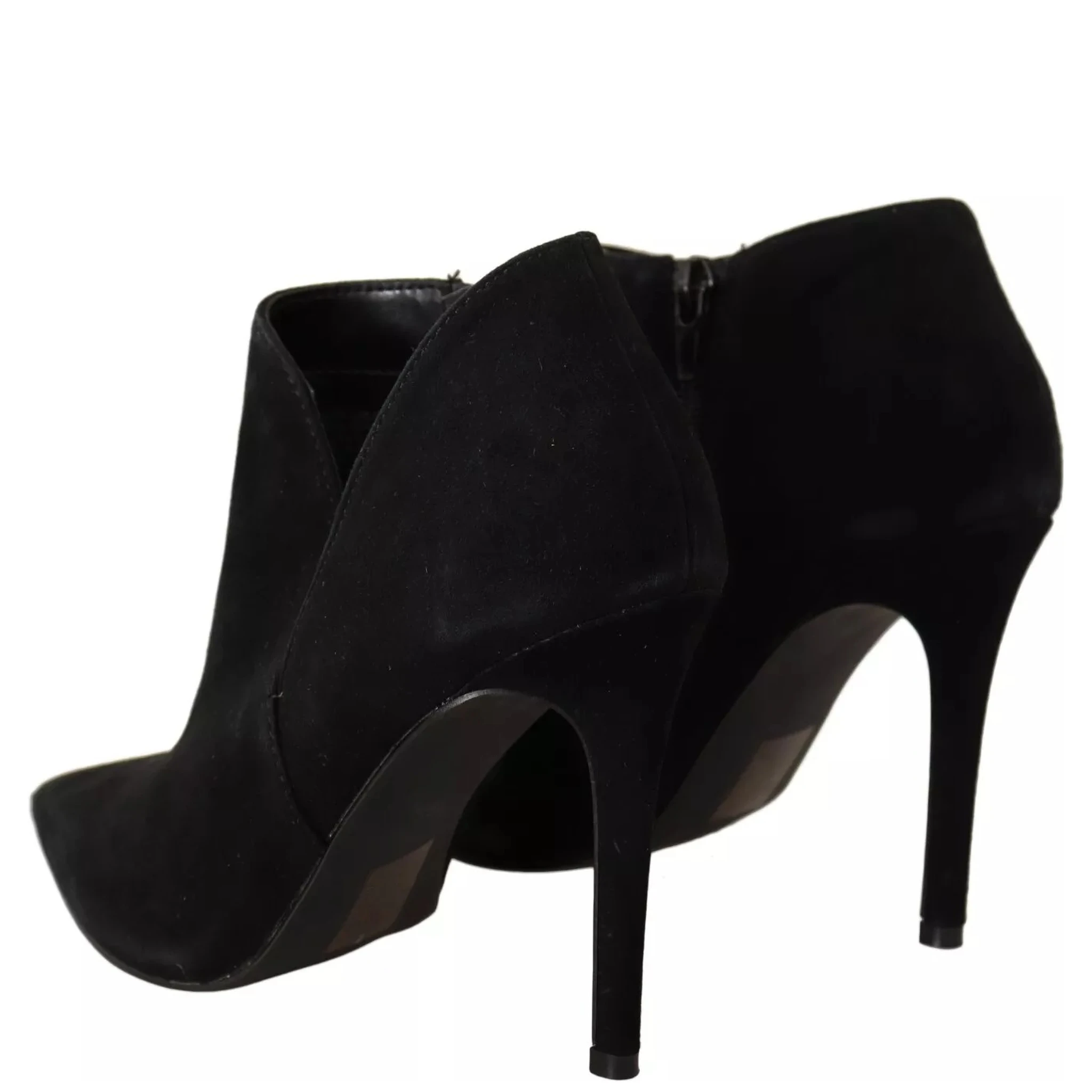 Black Suede Leather Stiletto Heels Boots Shoes