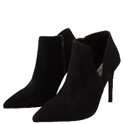 Black Suede Leather Stiletto Heels Boots Shoes