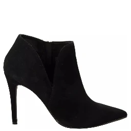 Black Suede Leather Stiletto Heels Boots Shoes