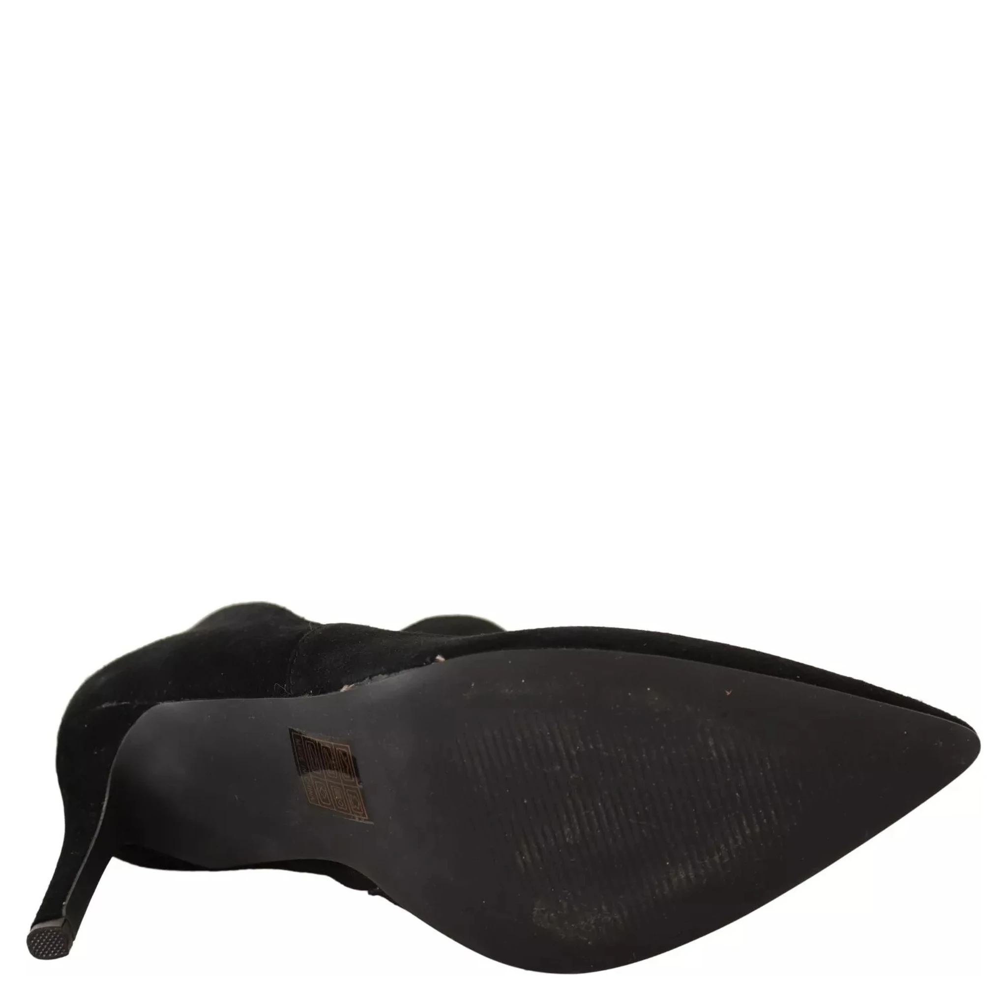 Black Suede Leather Stiletto Heels Boots Shoes