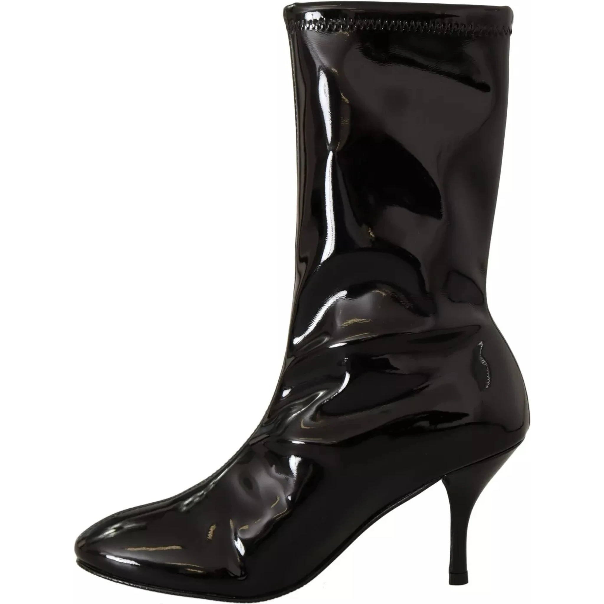 Black Patent Leather High Heels Boots Shoes