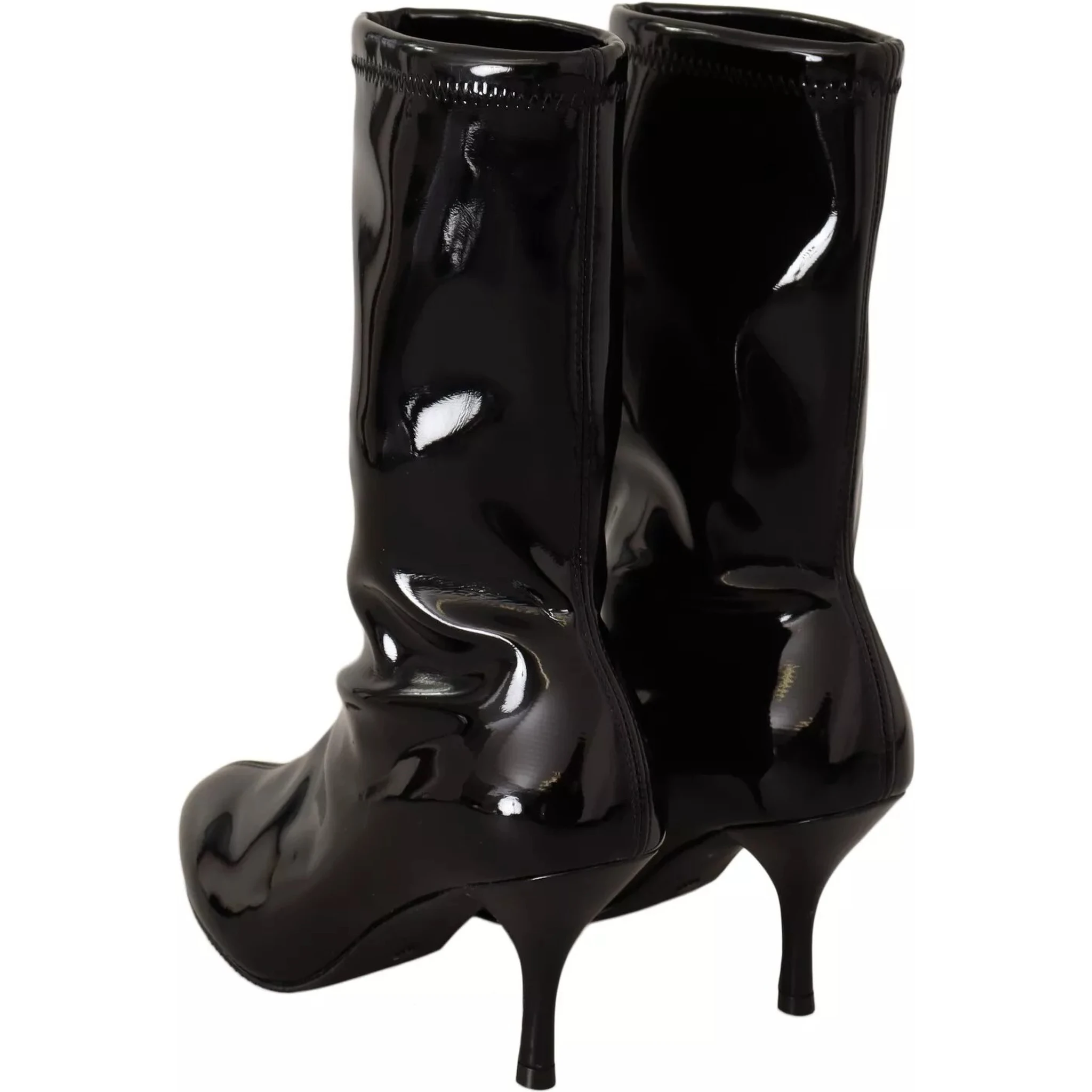 Black Patent Leather High Heels Boots Shoes