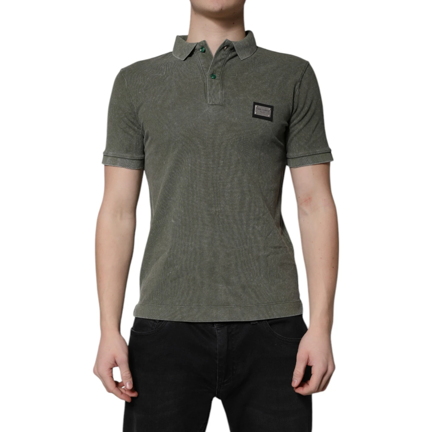 Army Green Logo Plaque Cotton Polo Shirt T-shirt