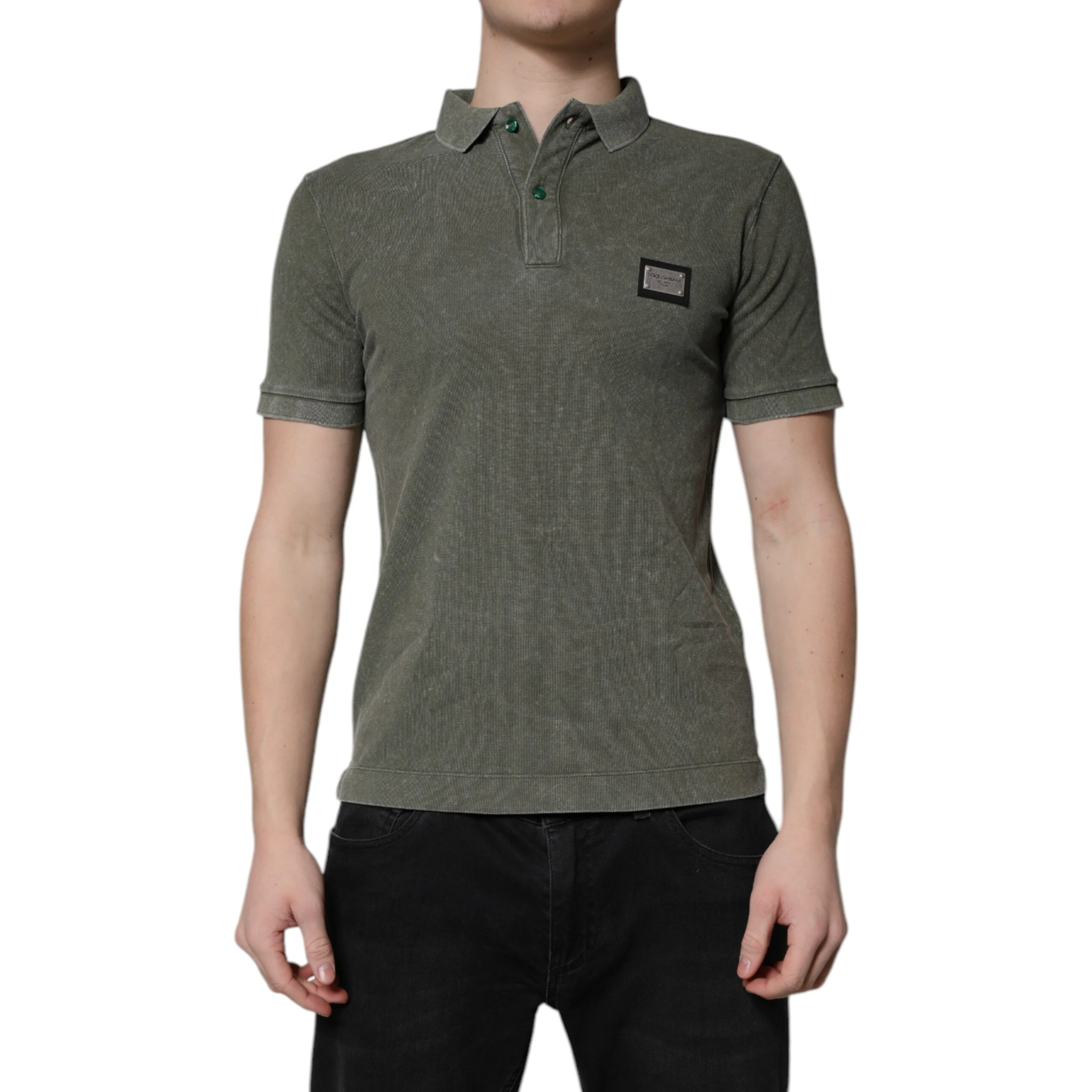 Army Green Logo Plaque Cotton Polo Shirt T-shirt