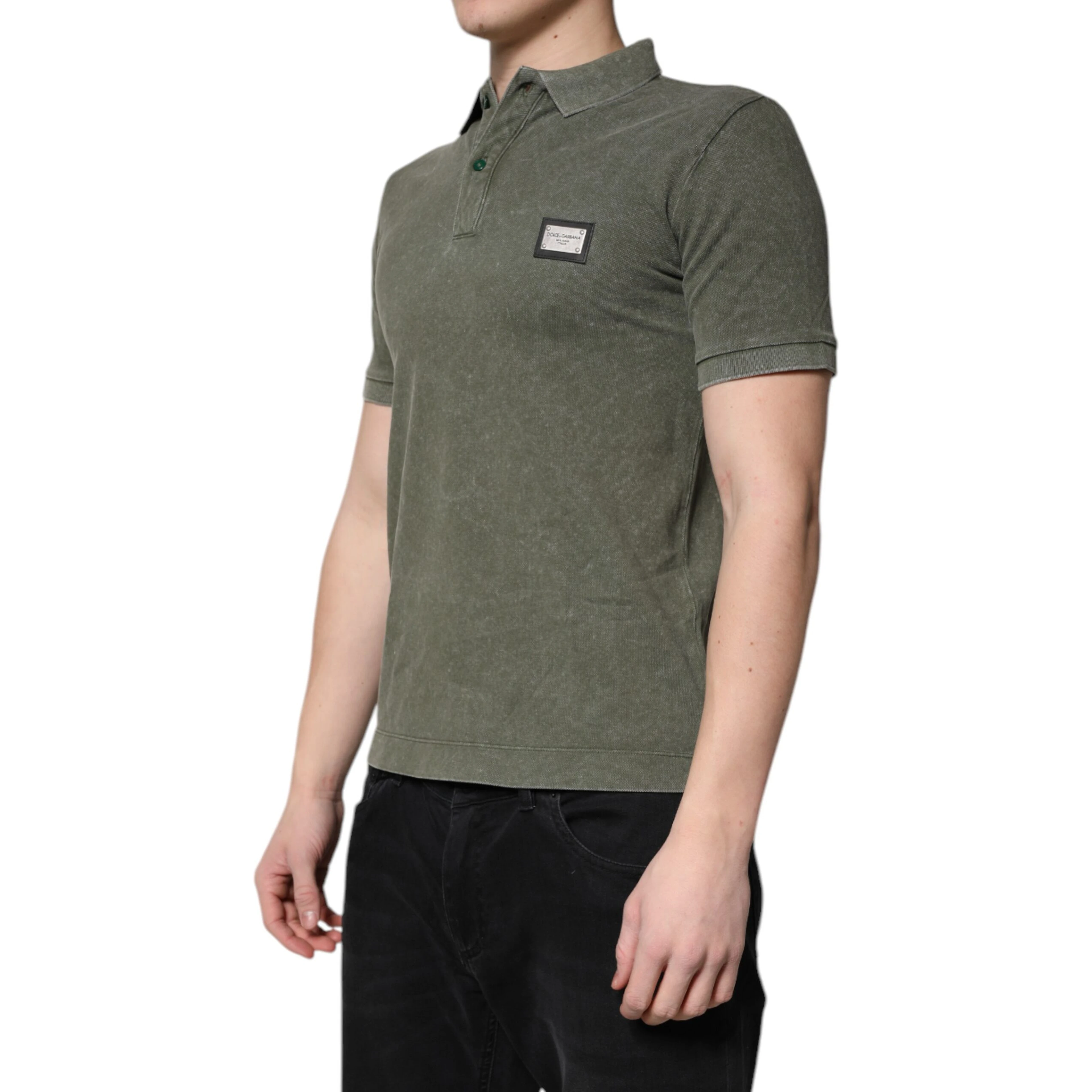 Army Green Logo Plaque Cotton Polo Shirt T-shirt