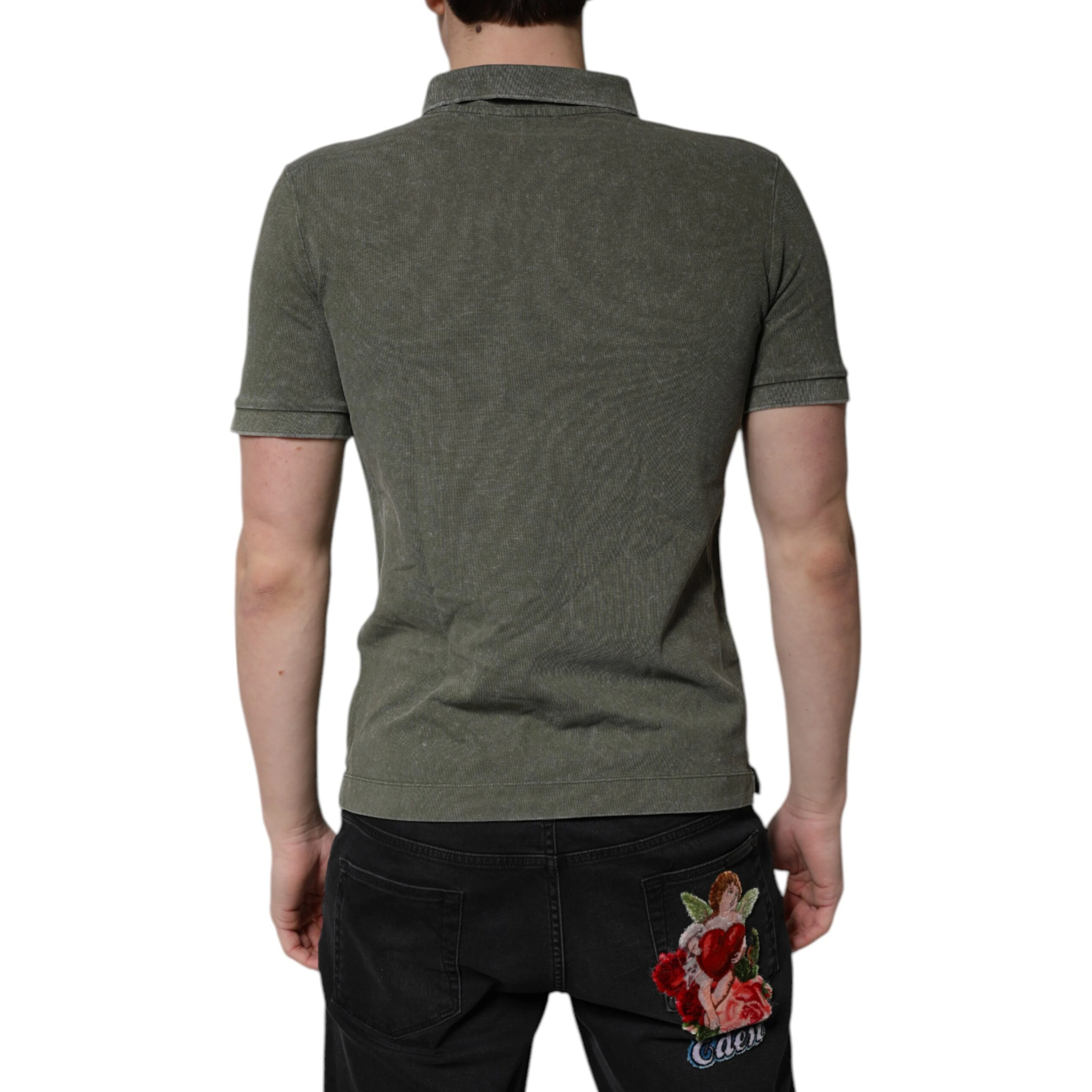 Army Green Logo Plaque Cotton Polo Shirt T-shirt