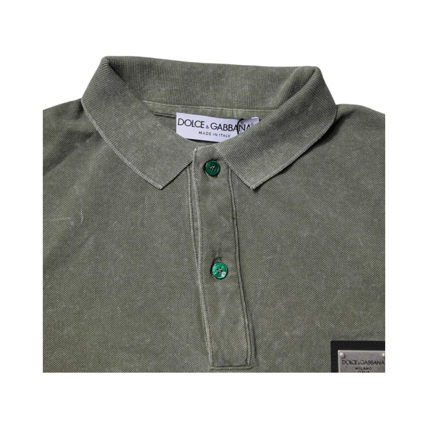 Army Green Logo Plaque Cotton Polo Shirt T-shirt