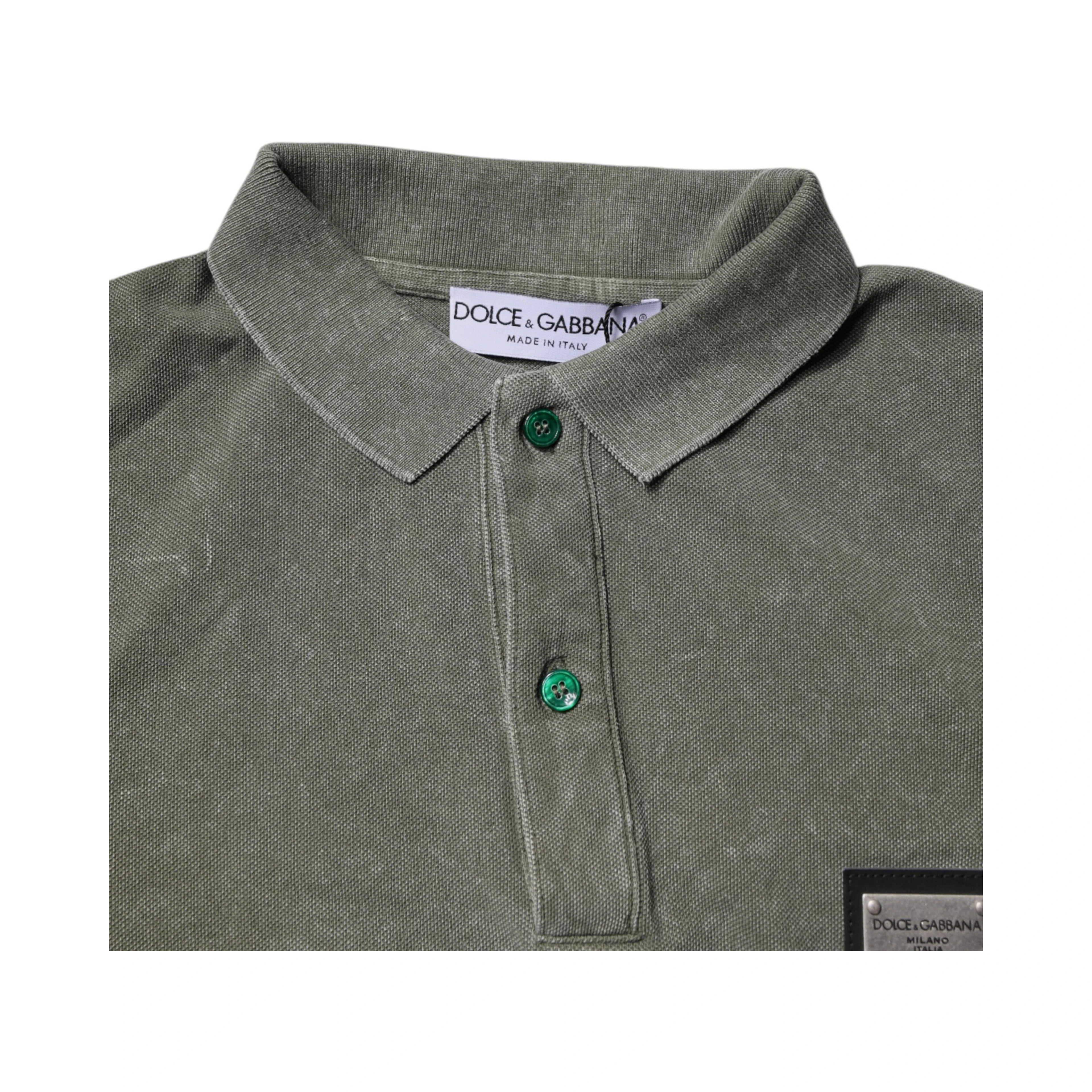 Army Green Logo Plaque Cotton Polo Shirt T-shirt